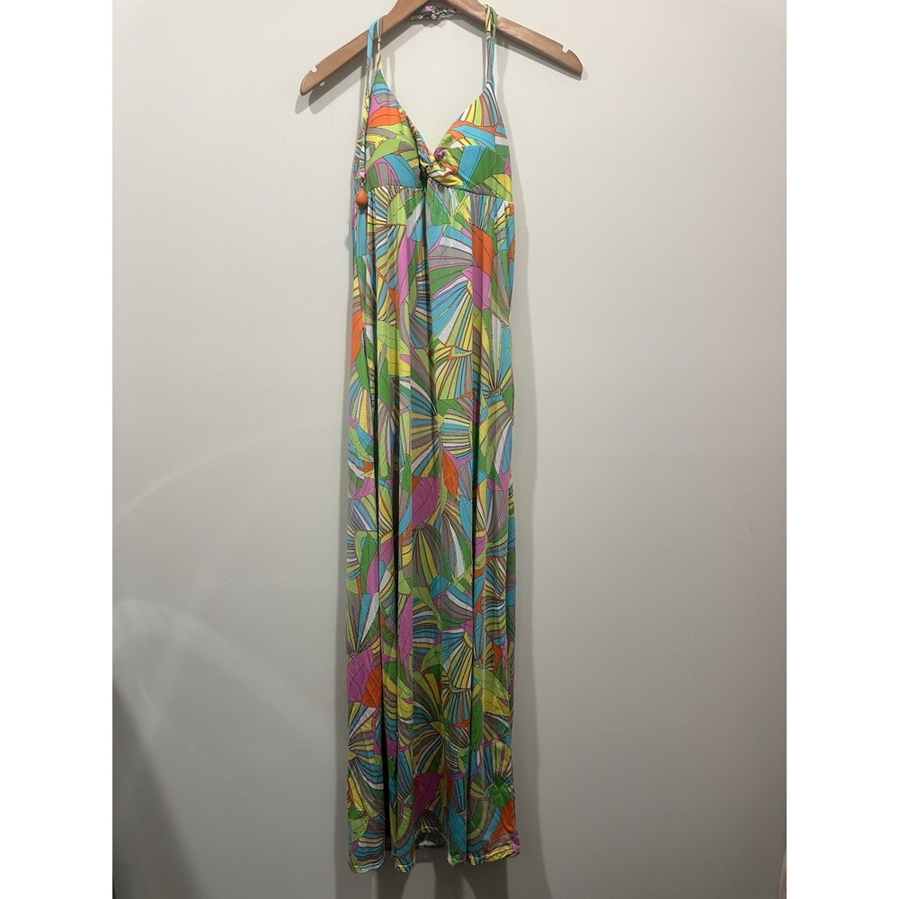 Trina‎ Turk Deco Palms halter maxi dress XS